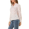 thumbnail image 4 of INSPIRE CHIC Women's Pleated V-Neck Long Sleeve Floral Faux Pocket Shirt XL White, 4 of 7