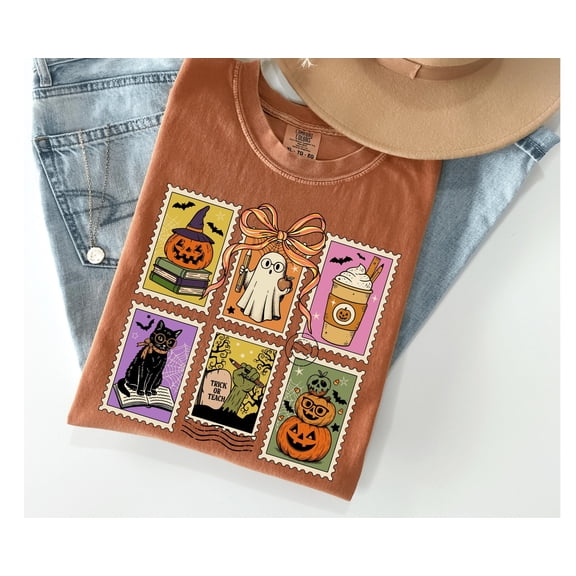 Halloween Teacher Shirt Spooky Stamp Teacher TShirt Gift for Teacher Back to School Fall G