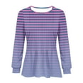 thumbnail image 4 of Annhoo Striped Tops for Women Casual Pleated Long Sleeve Round Neck Dressy Shirts Trendy Gradient Colour Fall Blouses, 4 of 5