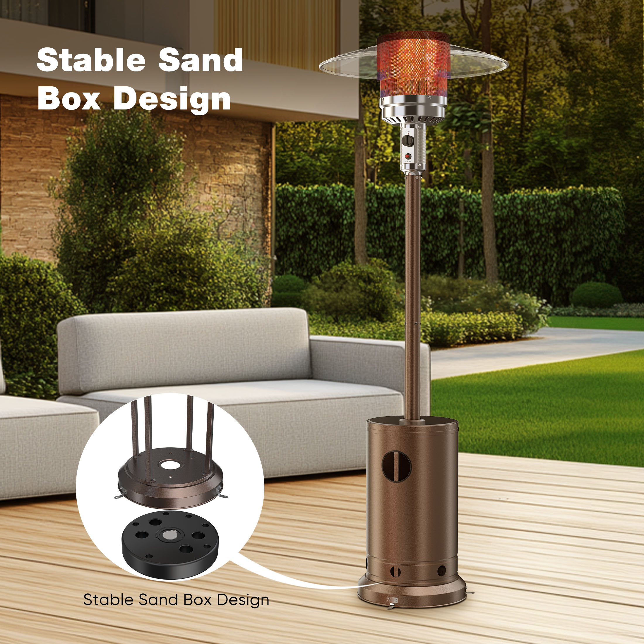 EDX 48000 BTU Propane Patio Heater, Brown photo 2