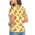 thumbnail image 3 of Xecao Light Yellow Plaid Sunflower for Women's V-Neck T-Shirts-Elegant Half-Sleeve Tops Perfect for Summer-X-Large, 3 of 5