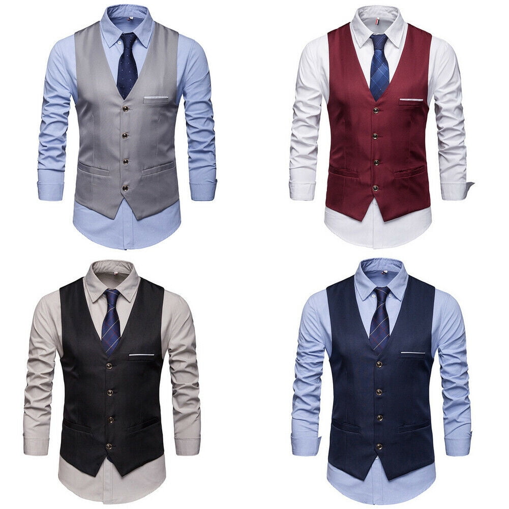luethbiezx - Men's Formal Business Slim Fit Chain Dress Vest Suit ...