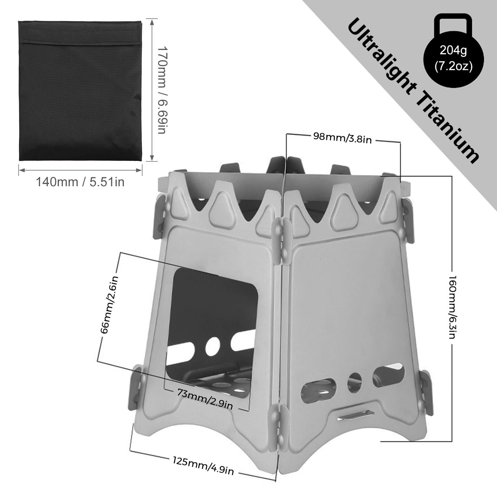 YAHHU Titanium Folding Wood Stove – Ultra‑Light 7.2oz Portable Stove for Backpacking, Camping, Survival & Picnics