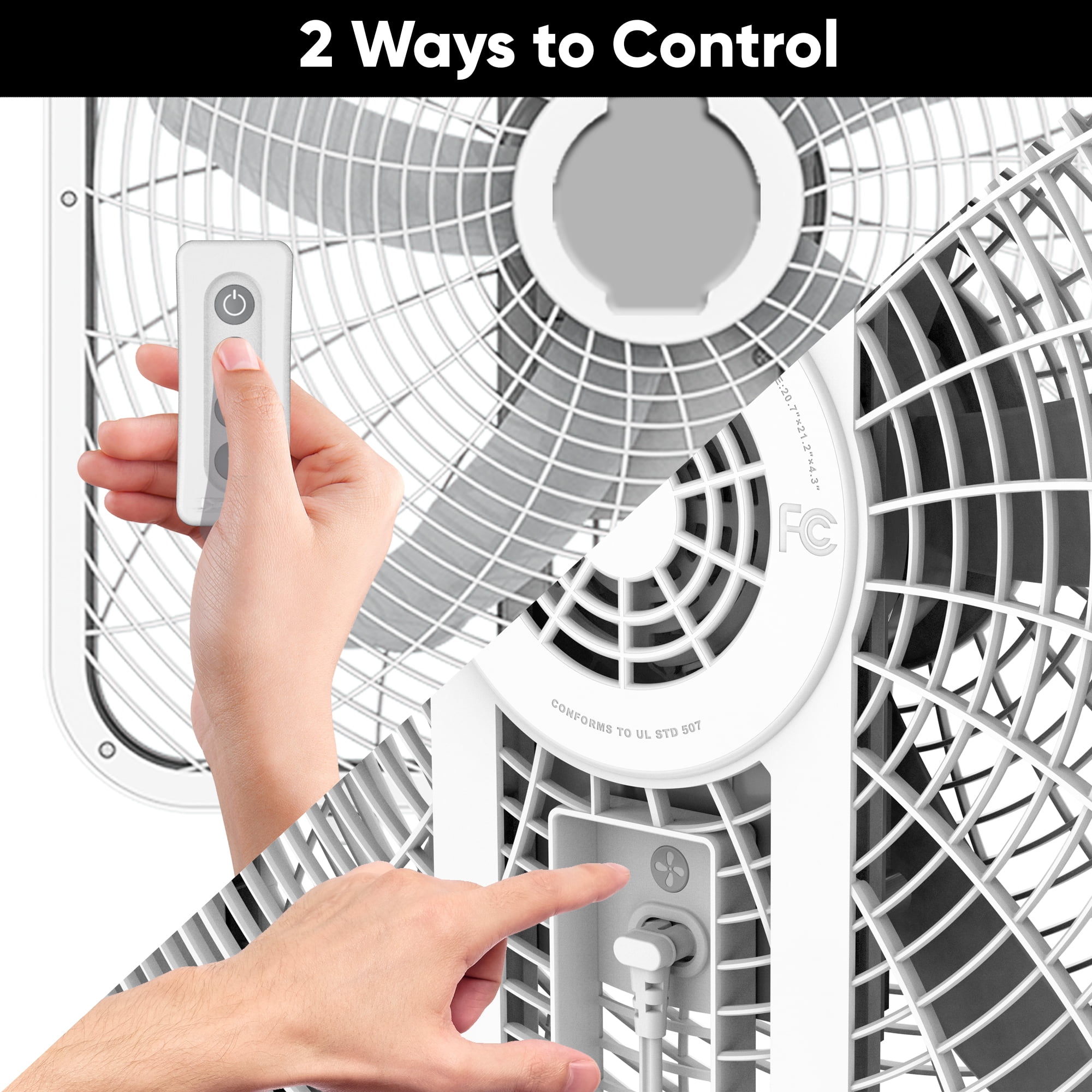 THE ASPEN 20” White Box Fan with Remote Control, 2800 Cubic Feet per Minute, Efficient Cooling, 3 Speed, AB-20US