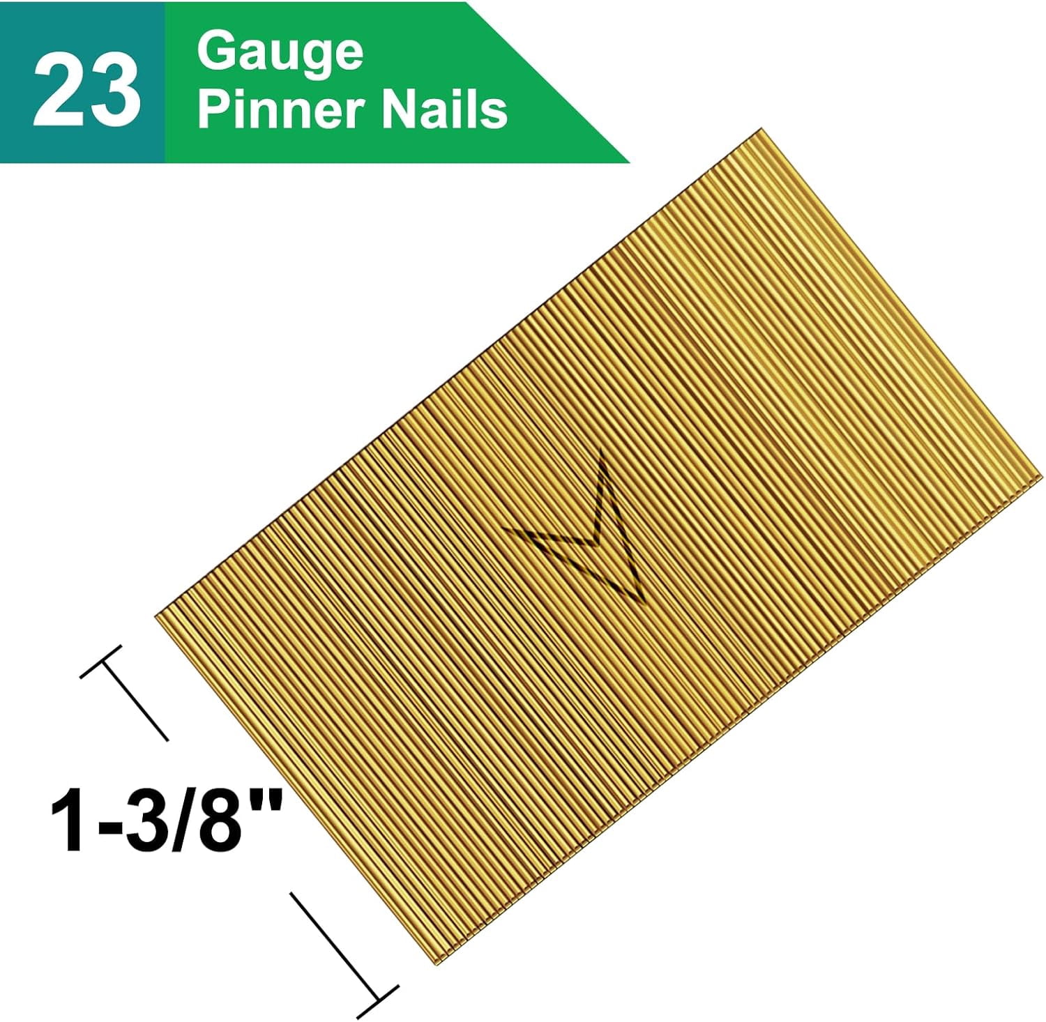 23 Gauge Pin Nails Headless Pinner Nails for 23 GA Pneumatic & Electric Pinners or Pin Nailer or Pin Nail Gun, Great for Fine Woodworking & Trim Jobs (1-3/8"-10000PCS)