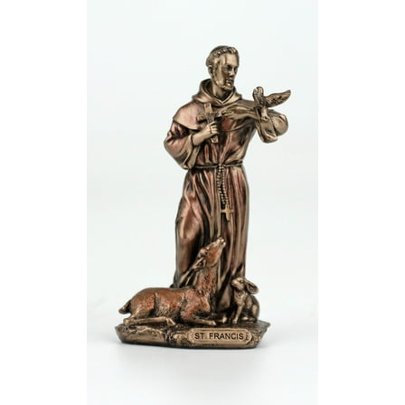 Veronese Design 3 3/8 Inch Saint Francis of Assisi Cast Resin Hand Painted Antique Bronze Finish Statue Home Decor