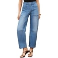 thumbnail image 3 of DOKOTOO Women's Barrel Jeans Baggy High Waisted Vintage Y2K Boyfriend Jeans Loose Ankle Denim Stretch Pants with Big Pockets, 3 of 9