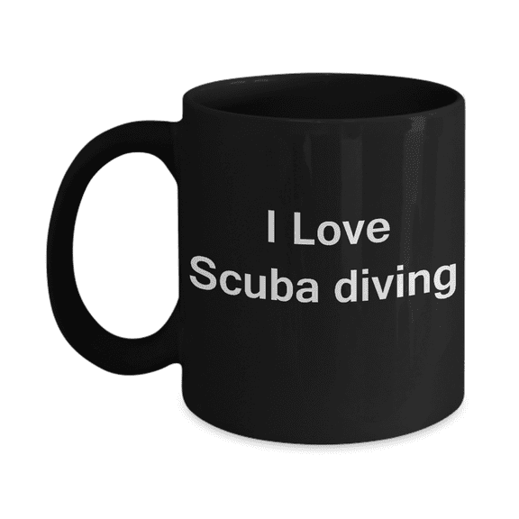 I Love Scuba Diving coffee black mug - Porcelain Black Funny Coffee Mug, Best Office Tea Mug & Coffee Cup Gifts 11 oz