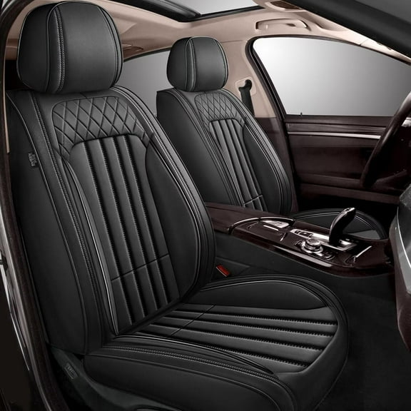 DIKSOAKR Car 5-Seat Covers Front & Rear Full Set Faux Leather Seat Cushion Protector Waterproof Black for Chevrolet Equinox 2011-2024