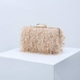 thumbnail image 4 of Unique Women Evening Bag Vintage Style Lady Handbag Feather Chain Fashion Socialite Dinner Bag Clutch Beige Color, 4 of 9