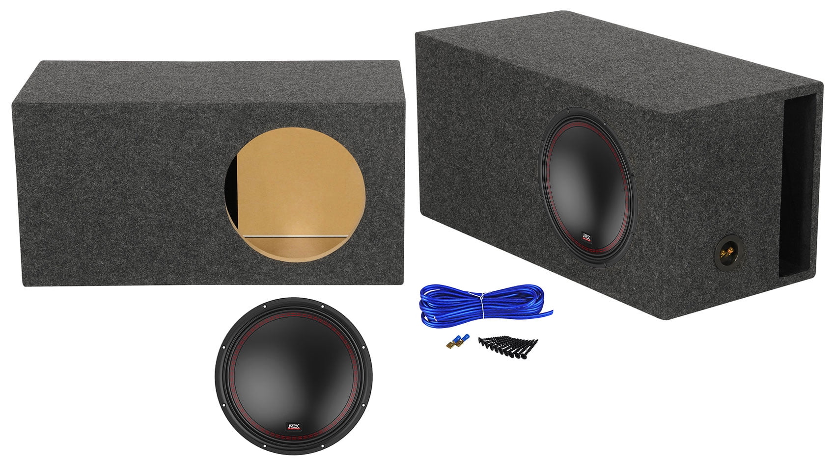 MTX 551244 12" 800 Watt DVC 4ohm Car Audio Subwoofer+Vented Sub Box