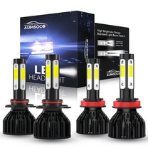 AUIMSOCO 9005 H11 LED Headlight Kit, 300% Brighter Super Bright 6500K Cool White, HB3 High Beam H8 Low Beam Combo, Pack of 4