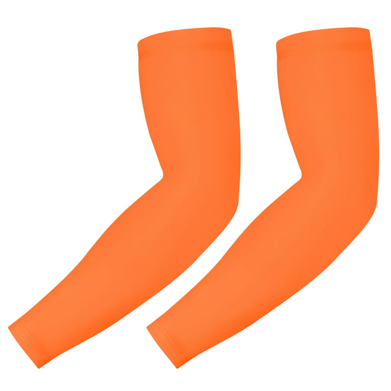 HDE Arm Compression Sleeves for Kids Youth Sports Basketball Shooting  Orange 2 Count - S