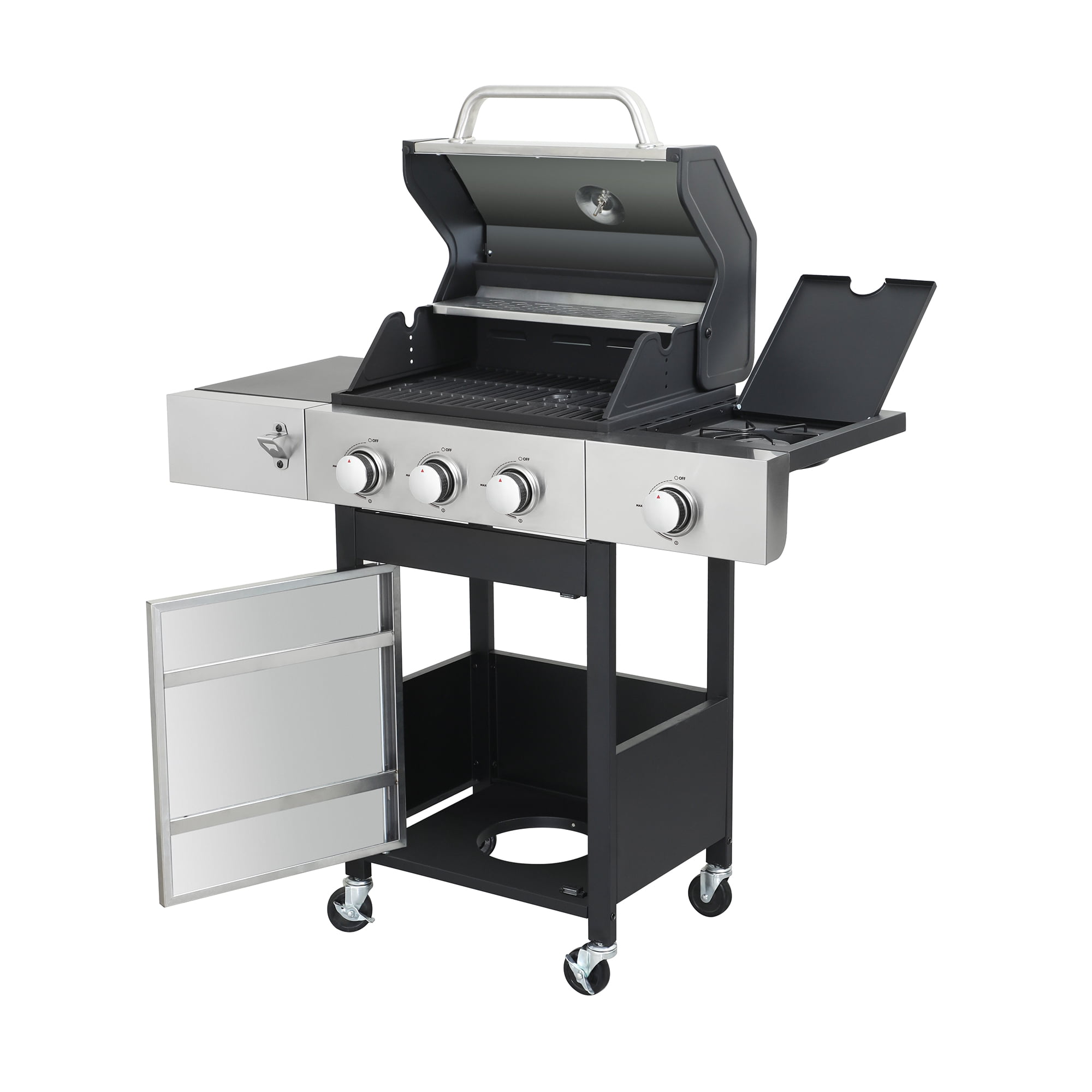 Miniyam 3 Burners BBQ Propane Gas Grill with Side Burner for Outdoor Barbecue, 37230 BTU Output