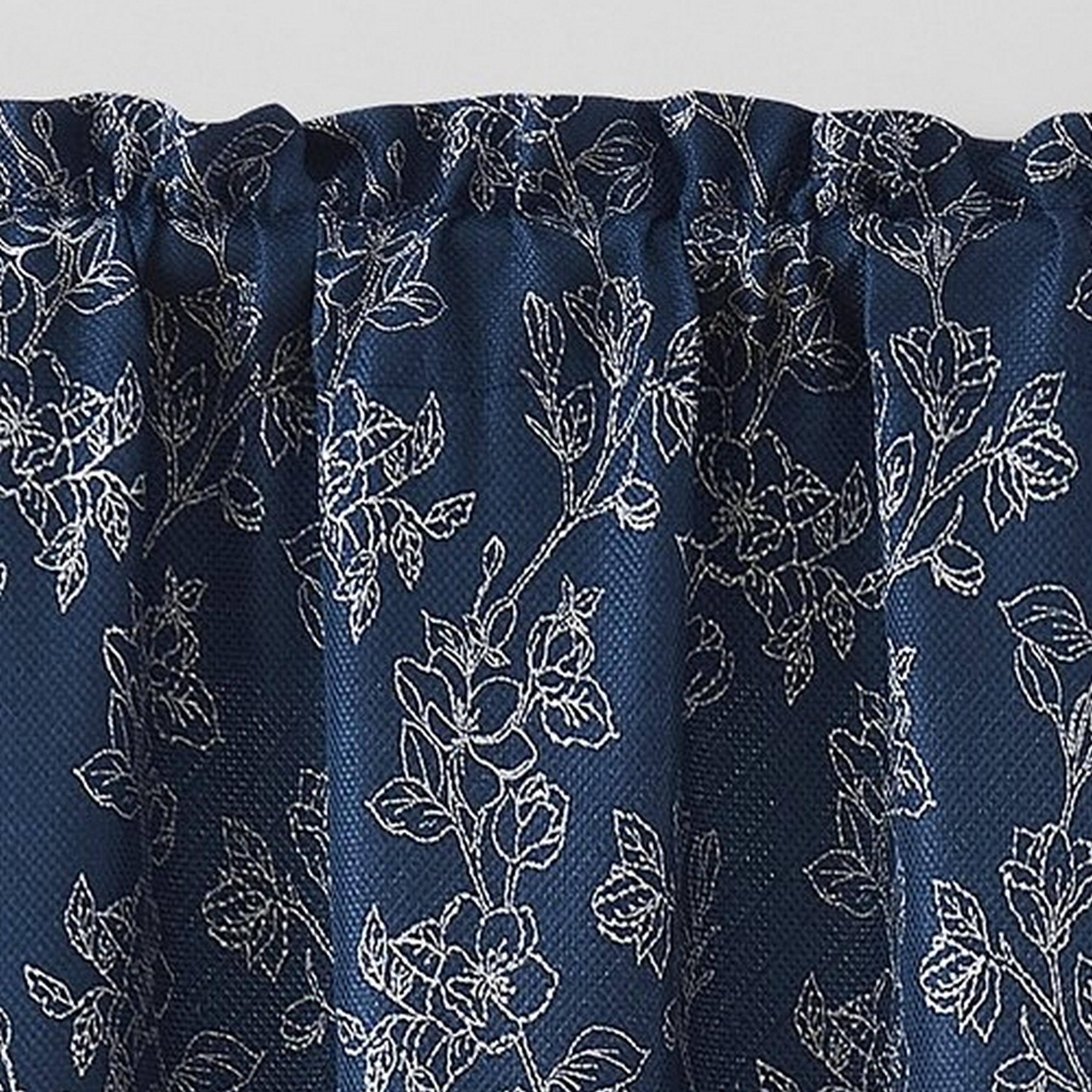 VCNY Home Carmen Navy Blue Floral Rod Pocket Blackout Curtain Panel, 52" x 84"