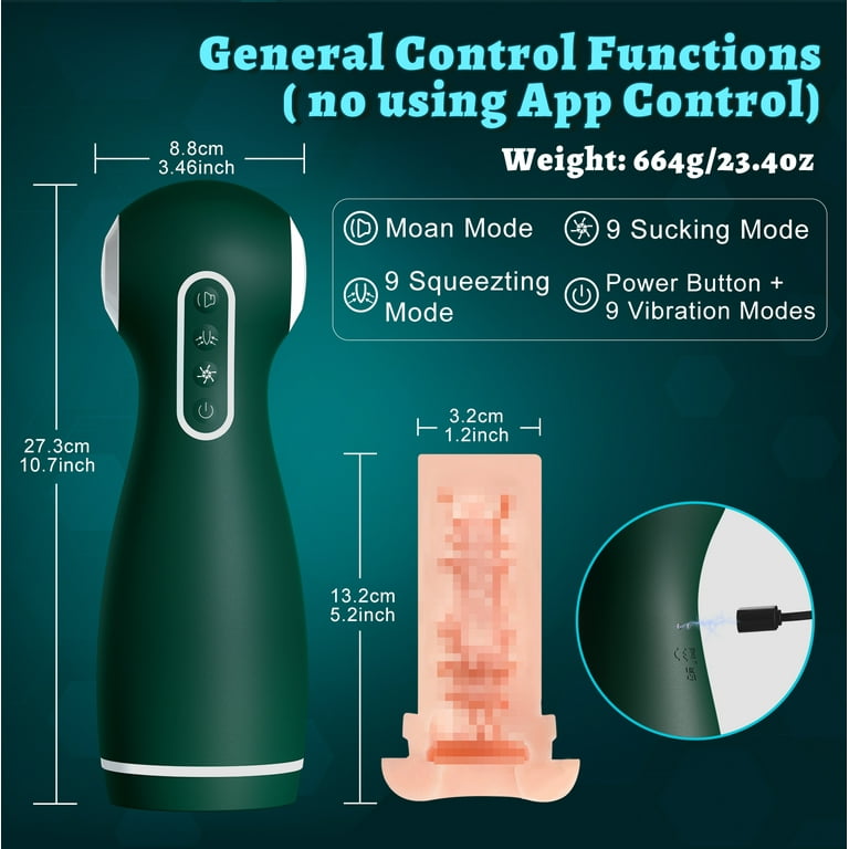 Blissmakers Upgraded Automatic Moaning Sucking Male Masturbator App  ControlMale Masturbators Cup with 9 Suction & 9 Squeeze & 9 Vibration Modes  3D Sleeve MasturbatorAdult Sex Toys for Men