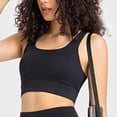 thumbnail image 2 of Sujetador deportivo con cuello en U para mujer, elástico, Color puro, dobladillo ancho, espalda hueca, Yoga, Fitness, entrenamiento, sujetador para correr, negro 10, 2 of 5