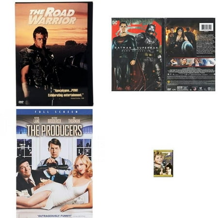 Assorted 4 Pack DVD Bundle: The Road Warrior, Batman v Superman: Dawn of Justice, The Producers, Oliver Twist