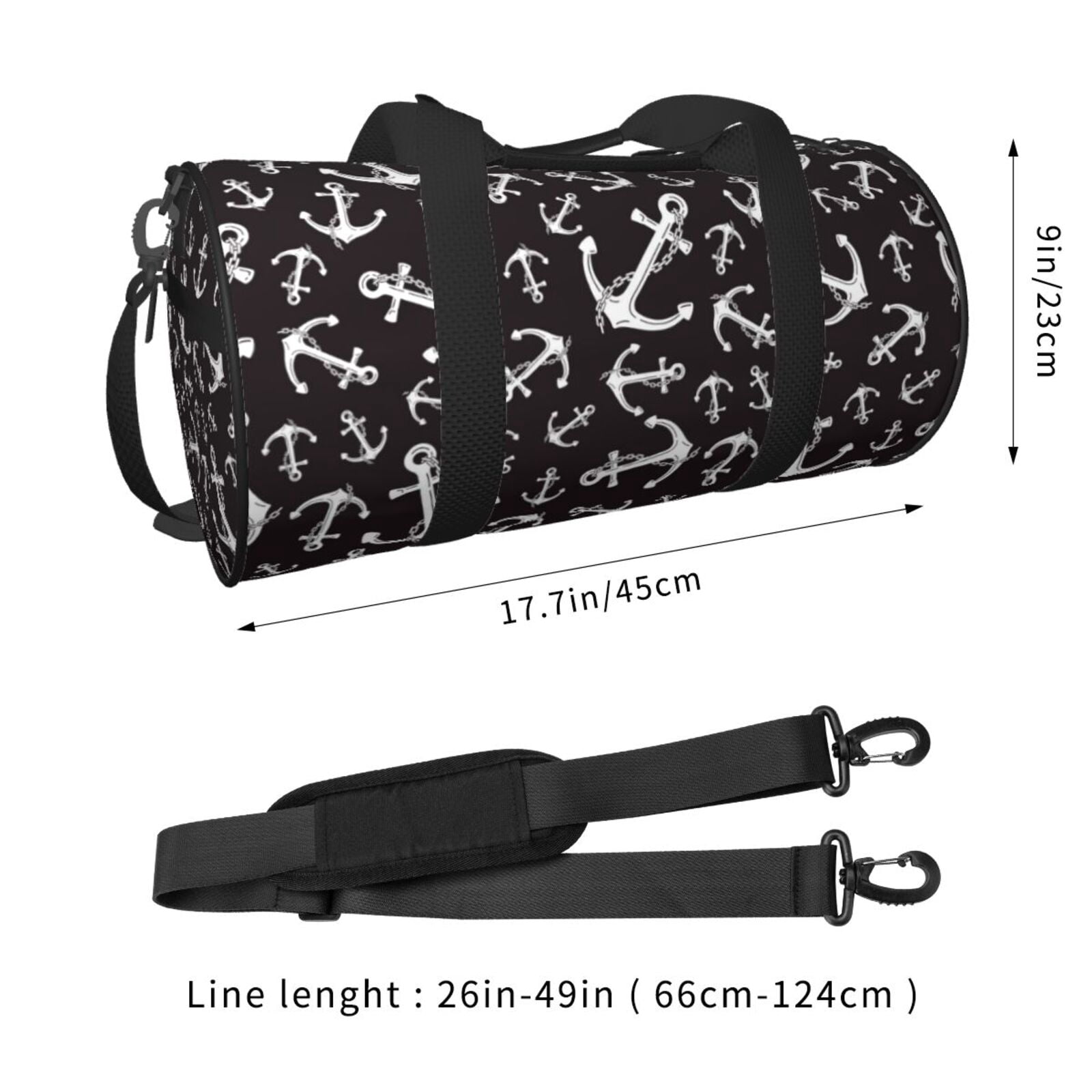 Vsdgher Anchors 45L Foldable Duffel Bag, Sports Gym Bag,Overnight Bag, Portable Weekender Bag for Airplanes