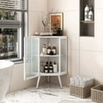 thumbnail image 2 of 22.25 " Floor Coner Cabinet with Tempered Glass Door & Storage Shelves for Bathroom, Living Room, Bedroom (White), 2 of 8
