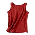 thumbnail image 2 of Womens Summer Tops Solid Color V Neck Sleeveless Cotton And Linen Tank Tops for Women, 2 of 6