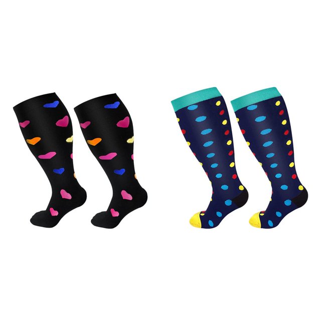 HLONK Plus Size Compression Socks Plus Size Compression Socks for Women and Men M-edical Extra Wide Calf Compression Nylon Socks