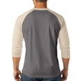 thumbnail image 4 of Men's T Shirts 3/4 Sleeve Button Henley Neck Color Block Pullover Tops Lightweight Classic Slim Fit Workout Basic Tees Z001-Grey 3XL, 4 of 6