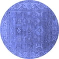 thumbnail image 1 of Ahgly Company Machine Washable Indoor Round Oriental Blue Industrial Area Rugs, 5' Round, 1 of 4