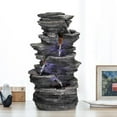 thumbnail image 4 of Stacked Rocks 15.7" Indoor Tabletop Water Fountain with LED Lights, Zen Meditation Indoor Waterfall Feature for Home Office Bedroom Relaxation, 4 of 6