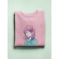 thumbnail image 3 of Manga Schoolgirl Grinning Sweatshirt Women -Image by Shutterstock, Female Small, 3 of 4