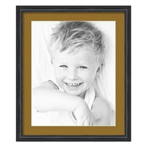 ArtToFrames 20x24" Matted Picture Frame with 16x20" Single Mat Photo Opening Framed in 1.25" Black Stain on Solid Red Oak and 2" El Dorado Mat (FWM-4083-20x24)