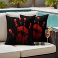 thumbnail image 4 of Halloween Outdoor Waterproof Pillow Covers, Horror Blood Palm Print Halloween Decorative Square Throw Pillowcase Sofa Cushion Sham for Patio/Couch/Chair, 16"x16" 2 Pack, 4 of 8