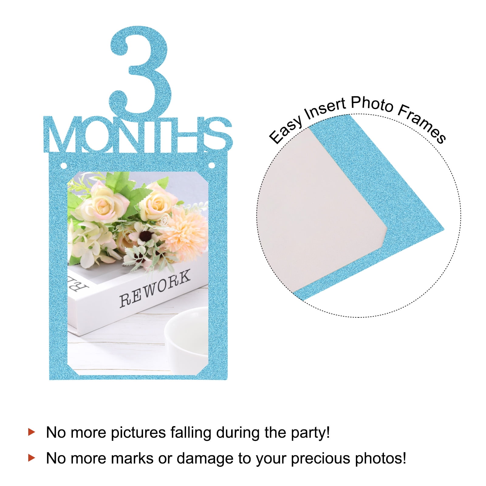 Unique Bargains Birthday Photo Banner 1 To 12 Months First Birthday Decor Blue