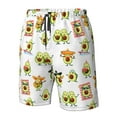thumbnail image 2 of Yiaed Kawaii Mexican Avocado Print Men's Swim Trunks with Lining Quick Dry Sports Shorts Beach Shorts Boardshorts-Small, 2 of 5