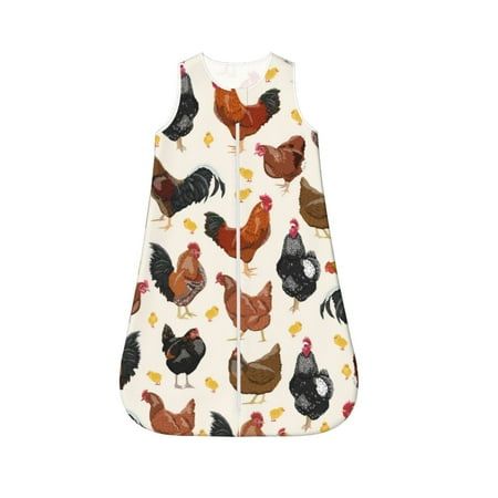 

Fotbe Roosters and Chickens Pattern Sleep Sack - Baby Wearable Blanket with Zipper Extra Soft Cotton Sleeveless Sleeping Bag for Infants-Small