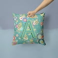 thumbnail image 2 of Carolines Treasures CJ2015-APW1414 Letter A Circle Circle Teal Initial Alphabet Canvas Fabric Decorative Pillow  14Hx14W, 2 of 4