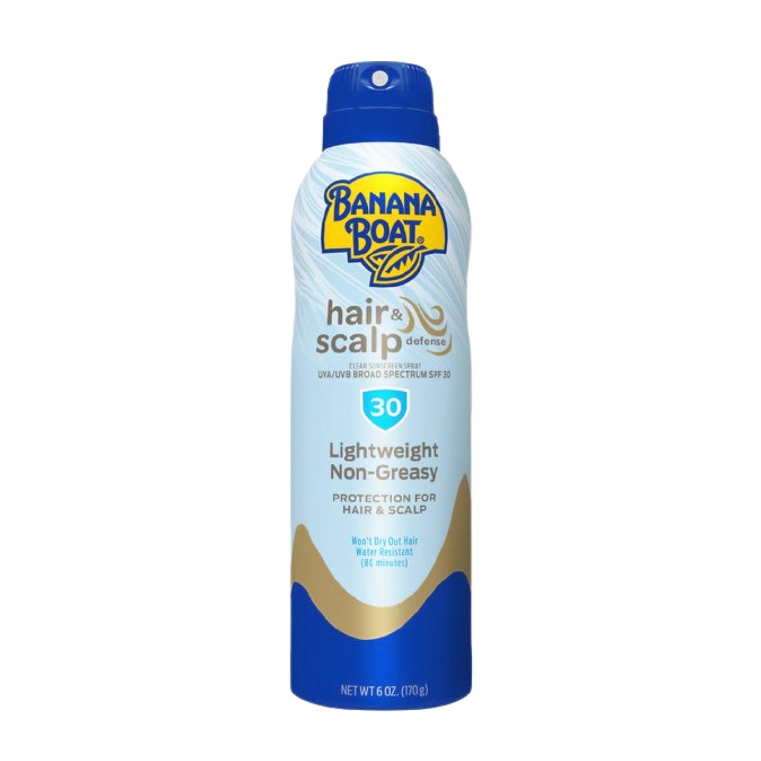 Banana Boat Hair & Scalp Defense Sunscreen Spray 6oz Bottle SPF 30 for Summer Outing Swimming