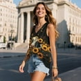 thumbnail image 3 of FUIALDOLG Womens Sunflower And Cow Animal Tank Tops Lady V Neck Sleeveless Shirts Summer Trendy Tshirt Y2K Vest Loose Fit Athletic T-shirts Beach Vacation Outfits,M, 3 of 7