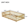 thumbnail image 4 of URTR Twin Size Montessori Floor Bed with Safety Rails & Door, Rubber Wood Floor Bed Frame Twin with Removable Slats, Low Profile Montessori Bed for Bedroom, Natural, 4 of 7