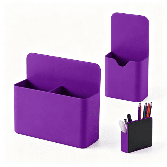 Dvjoy Magnetic Pen Holder,2 Pack Magnetic Dry Erase Marker Holder with Generous Compartments,Strong Magnet Storage Marker Pen Pencil Organizer for Refrigerator,Whiteboard,Locker Accessories