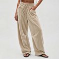 thumbnail image 4 of Cmfcve Women's Wide Leg Barrel Sweatpants Casual Daily Elastic Waist Velvet Long Pants with Pockets, 4 of 6