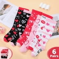 thumbnail image 6 of Hengguang 6 Pairs Plus Size Socks Valentine Gifts, Women Knee High Sock Long Heart Print Compression Stocking Gift, 6 of 8