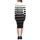 thumbnail image 3 of Vestido de suéter de rayas para mujer INSPIRE CHIC, de manga larga, elástico, cuello redondo, ajustado, de punto acanalado, casual, largo, color blanco, 3 of 6