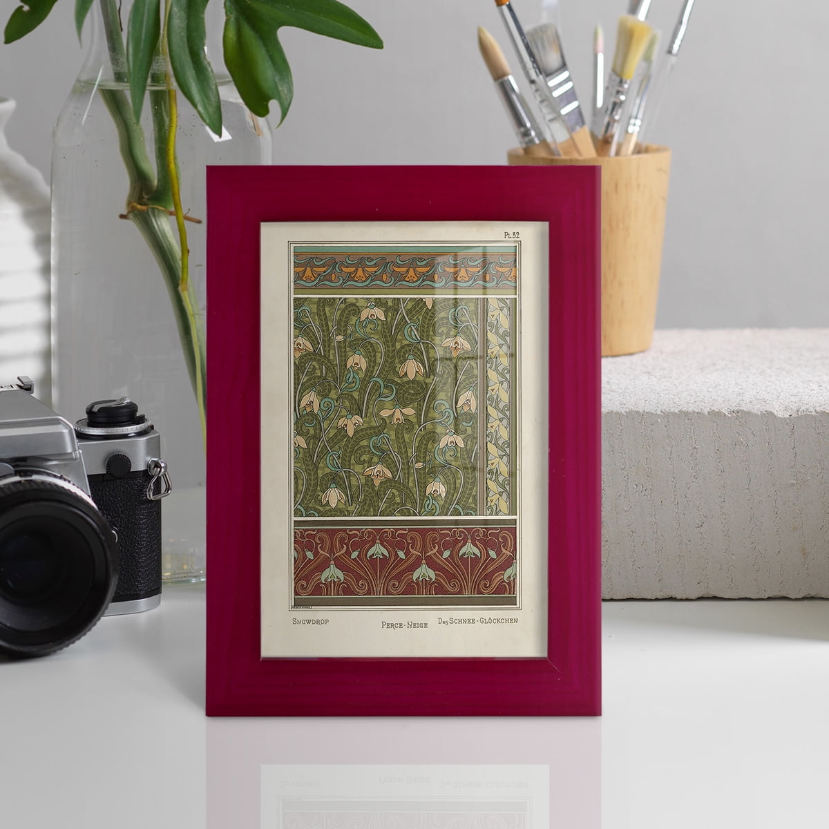 Nouveau Decorative VI - Framed Print w/glass - Cherry Red