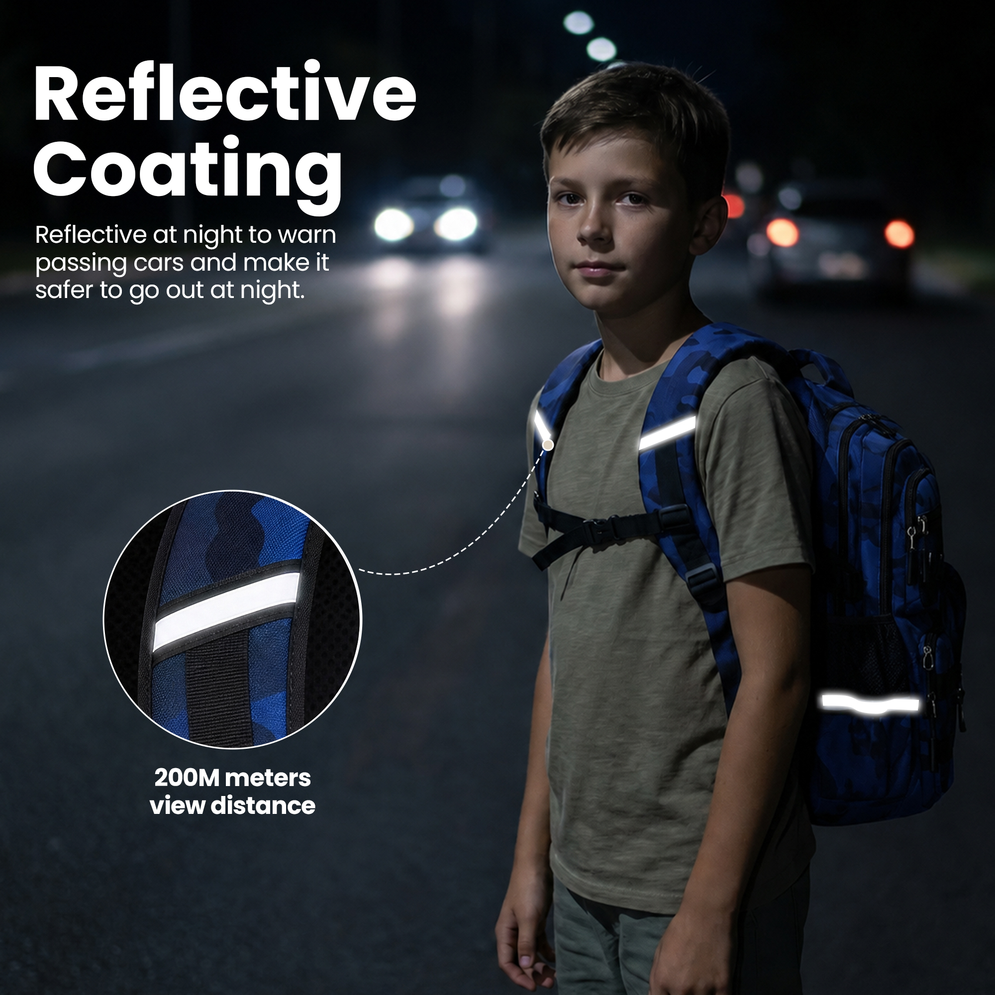 Mochila escolar para niños de 1° a 5° grado, camuflada, repelente al agua, con tiras reflectantes, transpirable, para primaria y secundaria, 22L 5