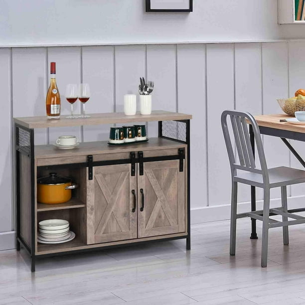 Zimtown Furniture Buffet Server Sideboard with Sliding Door and