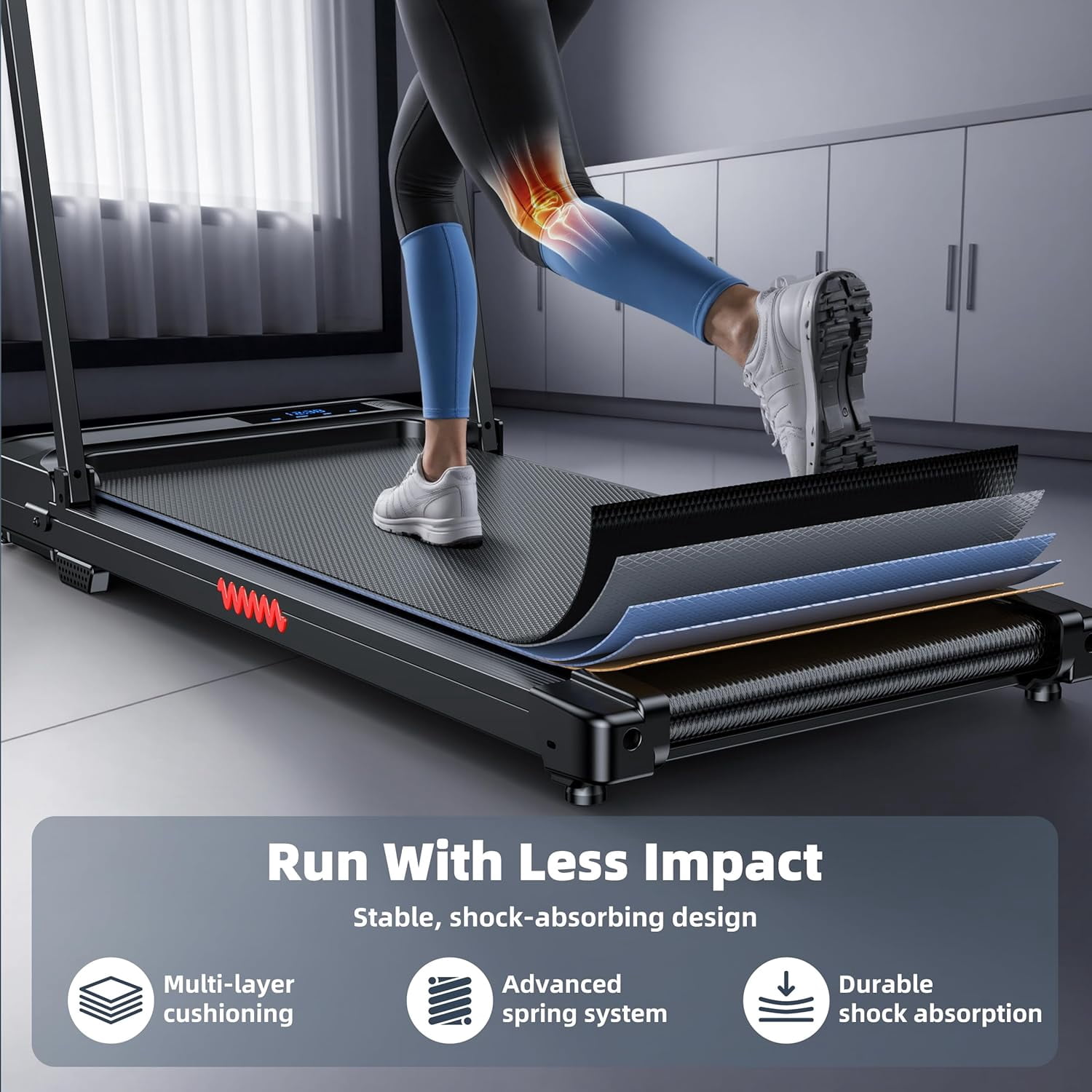 Walking Pad Treadmill for Home - Folding Treadmills with Handle Bar Portable Compact Fold up Indoor Foldable Handles Electric Walk Pads Small Spaces Mini Running Quiet Under Bed Office