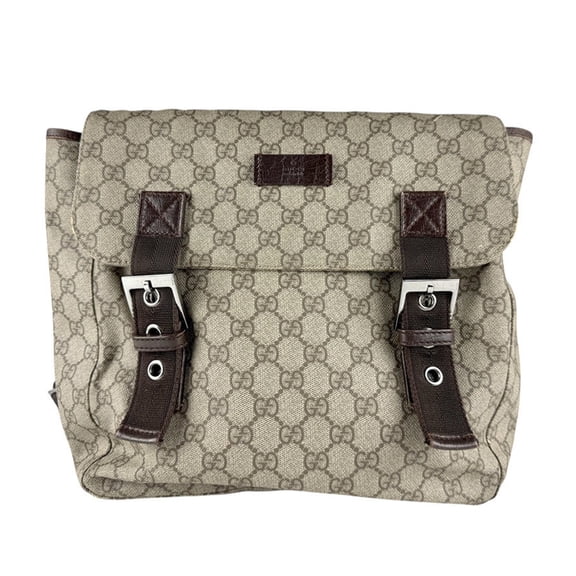 Pre-Owned Gucci GG Supreme Canvas Backpack, Brown, Unisex, 140958 z8263 (Good)