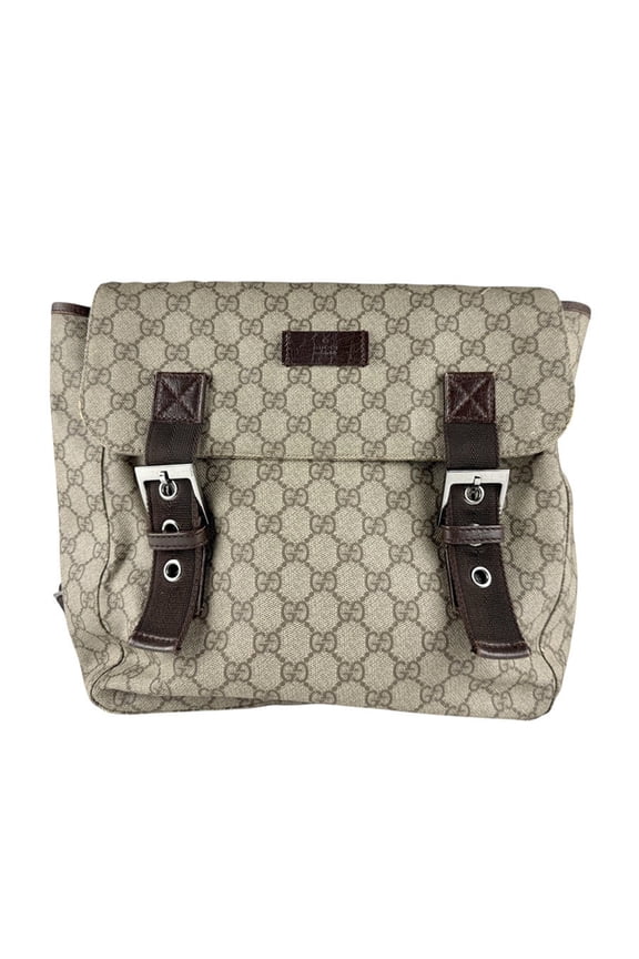 Pre-Owned Gucci GG Supreme Canvas Backpack, Brown, Unisex, 140958 z8263 (Good)