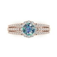thumbnail image 2 of 1.76ct round cut blue moissanite 14k rose gold halo Bridal Wedding Engagement Promise Anniversary Ring for Women size 10.25, 2 of 7